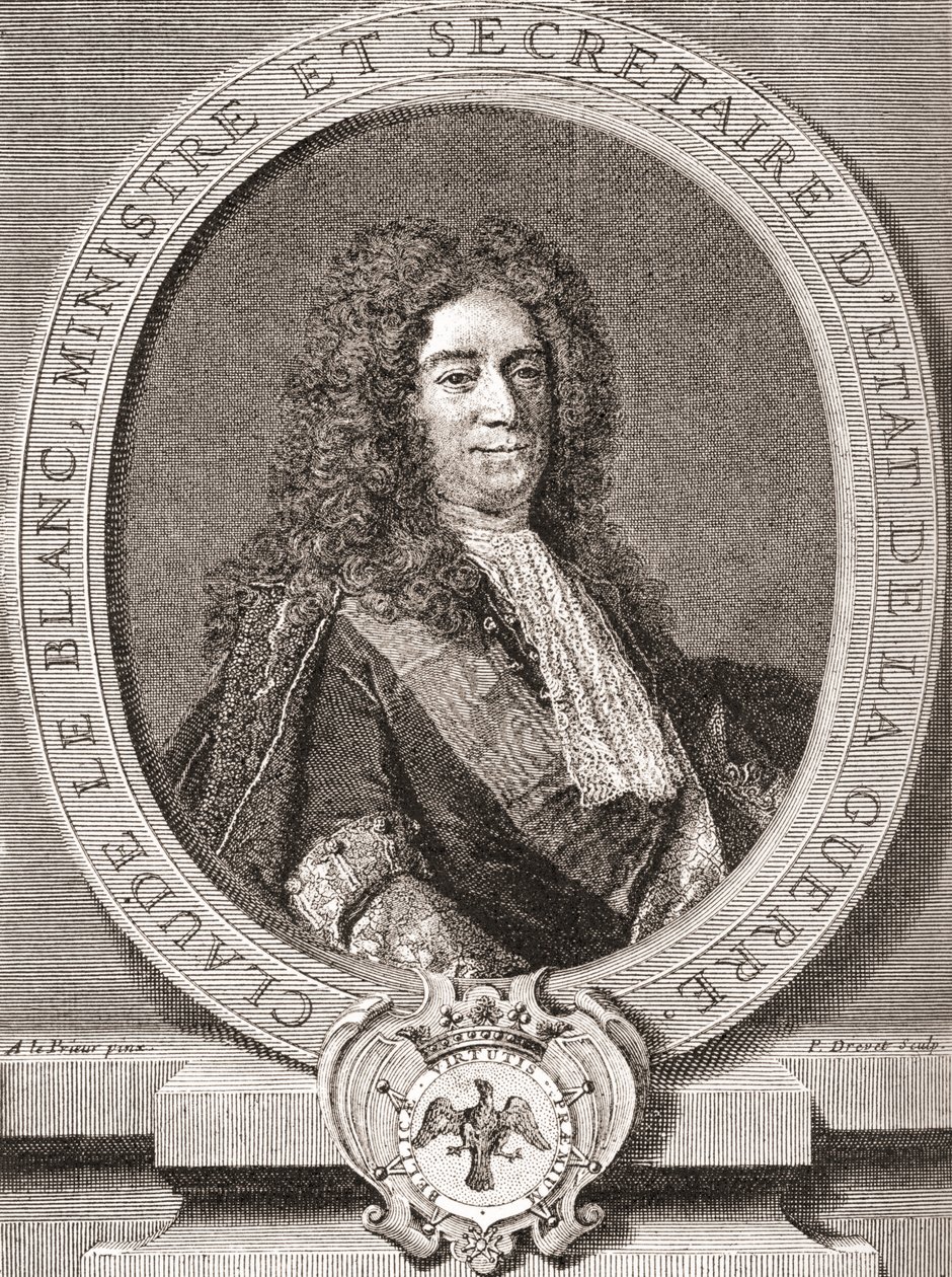 Claude Le Blanc, 1669 1728. Fransk kongelig embedsmand for det gamle regime og to gange krigsminister. Fra Les Heures Libres udgivet 1908. af French School