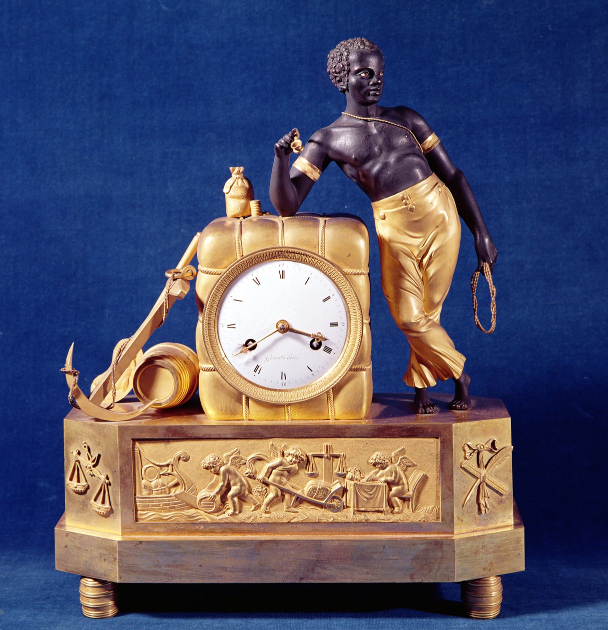 Ur i form af en kaution med en docker-figur, efter 1787 (bronze) af French School