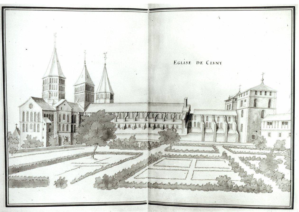Cluny Abbey, fra Grand Atlas, t.2 (wc på papir) af French School