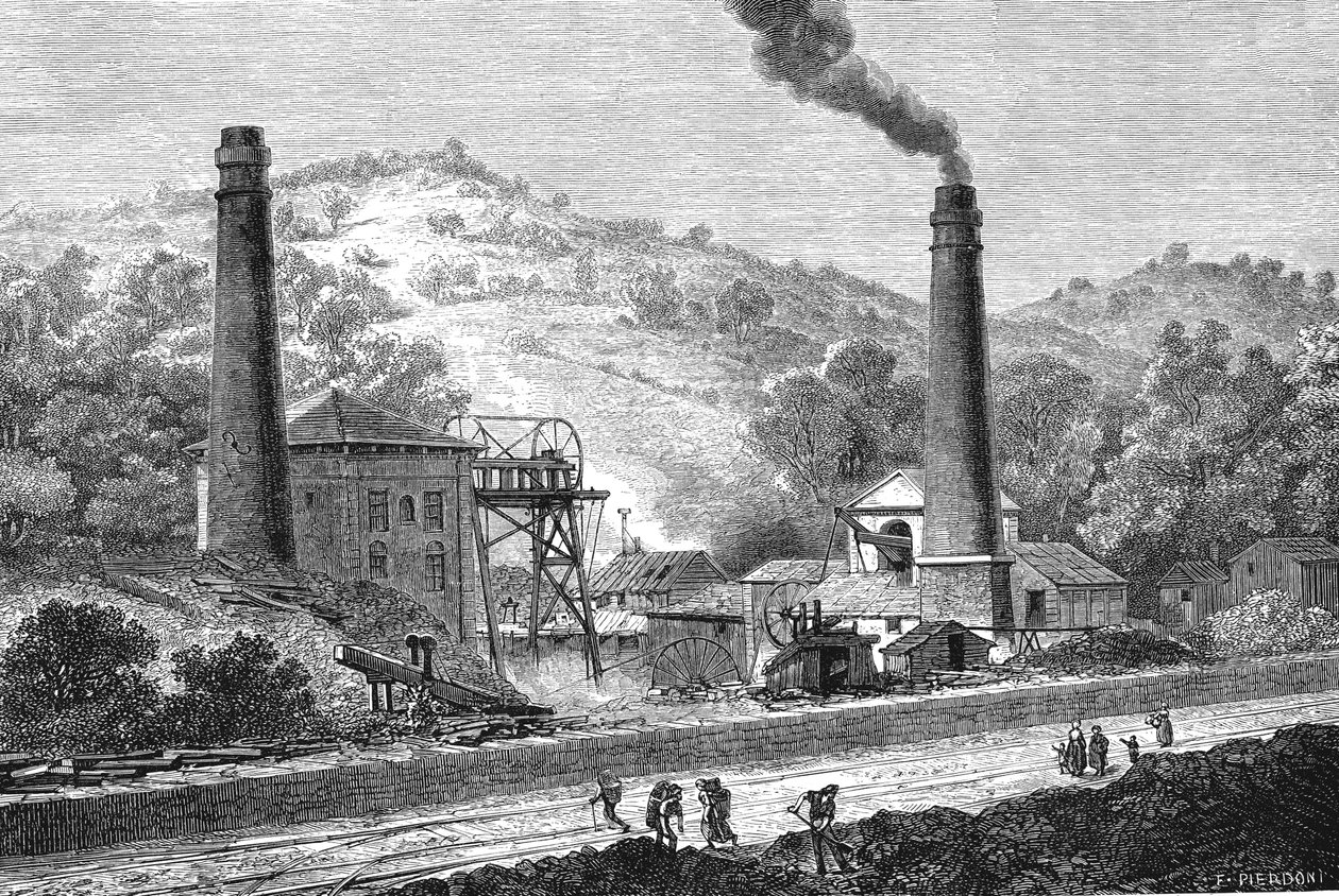 Kul i Wales ved Glyn pit, England af French School