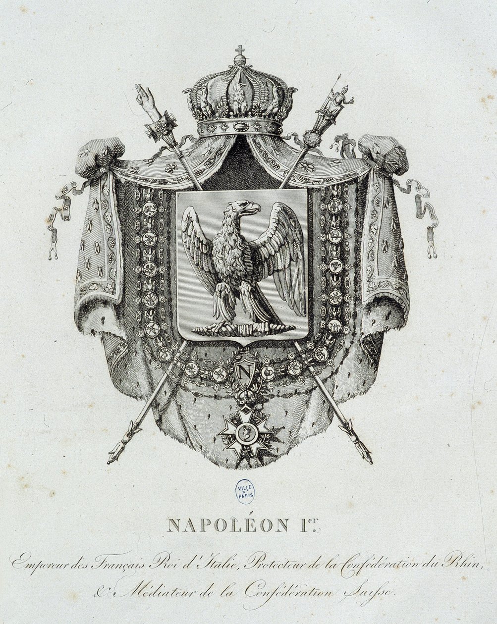 Våbenskjold fra Napoleon 1er - i "" Armorial General of the French Empire"" af H. Simon af French School