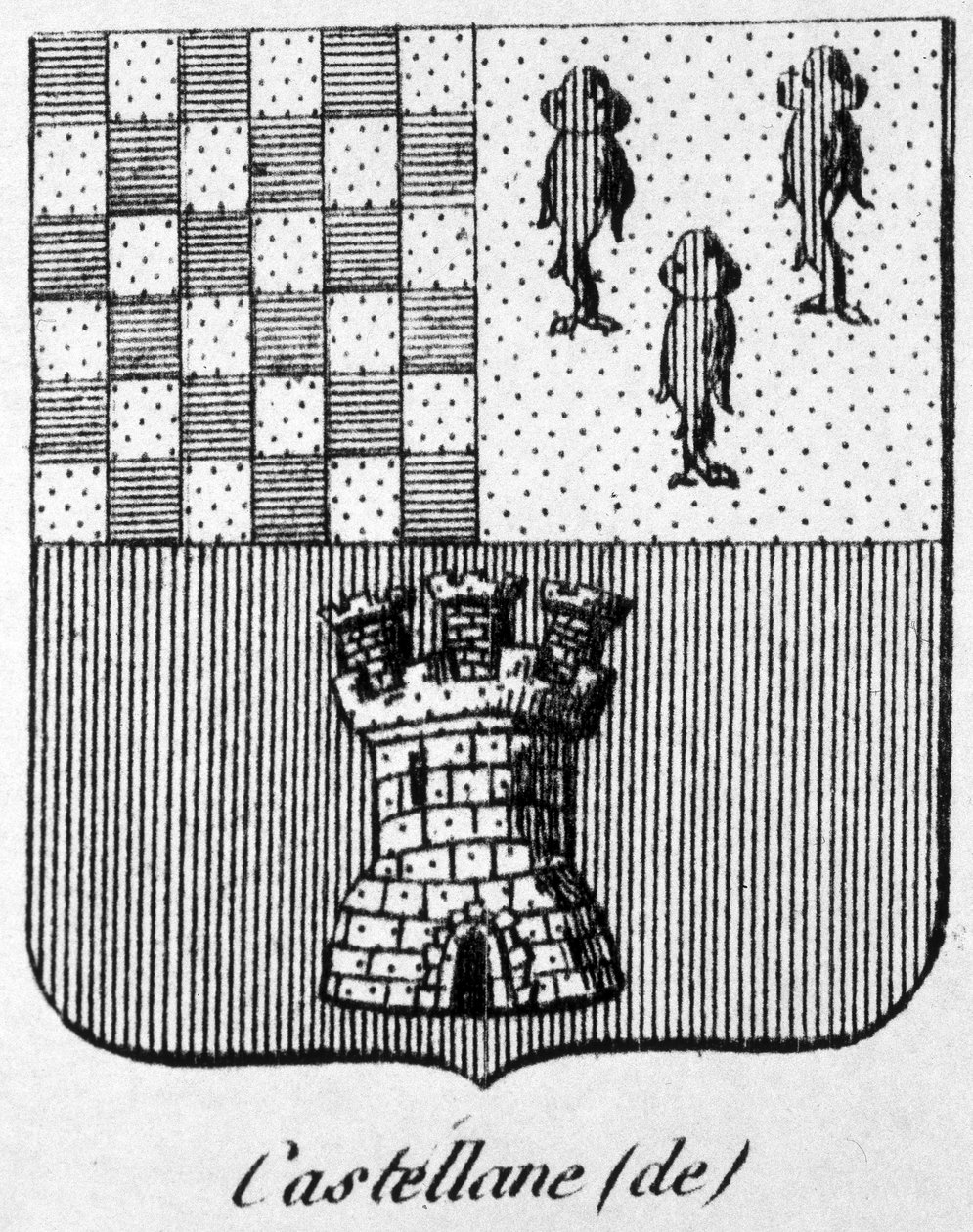 Castellanes våbenskjold - i "" The General Armorial of the French Empire"" af Henry Simon af French School