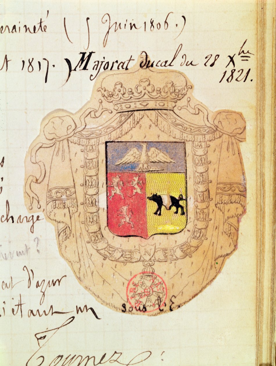 Våbenskjold fra Charles Maurice de Talleyrand-Perigord (1754-1838) Prins af Benevento af French School