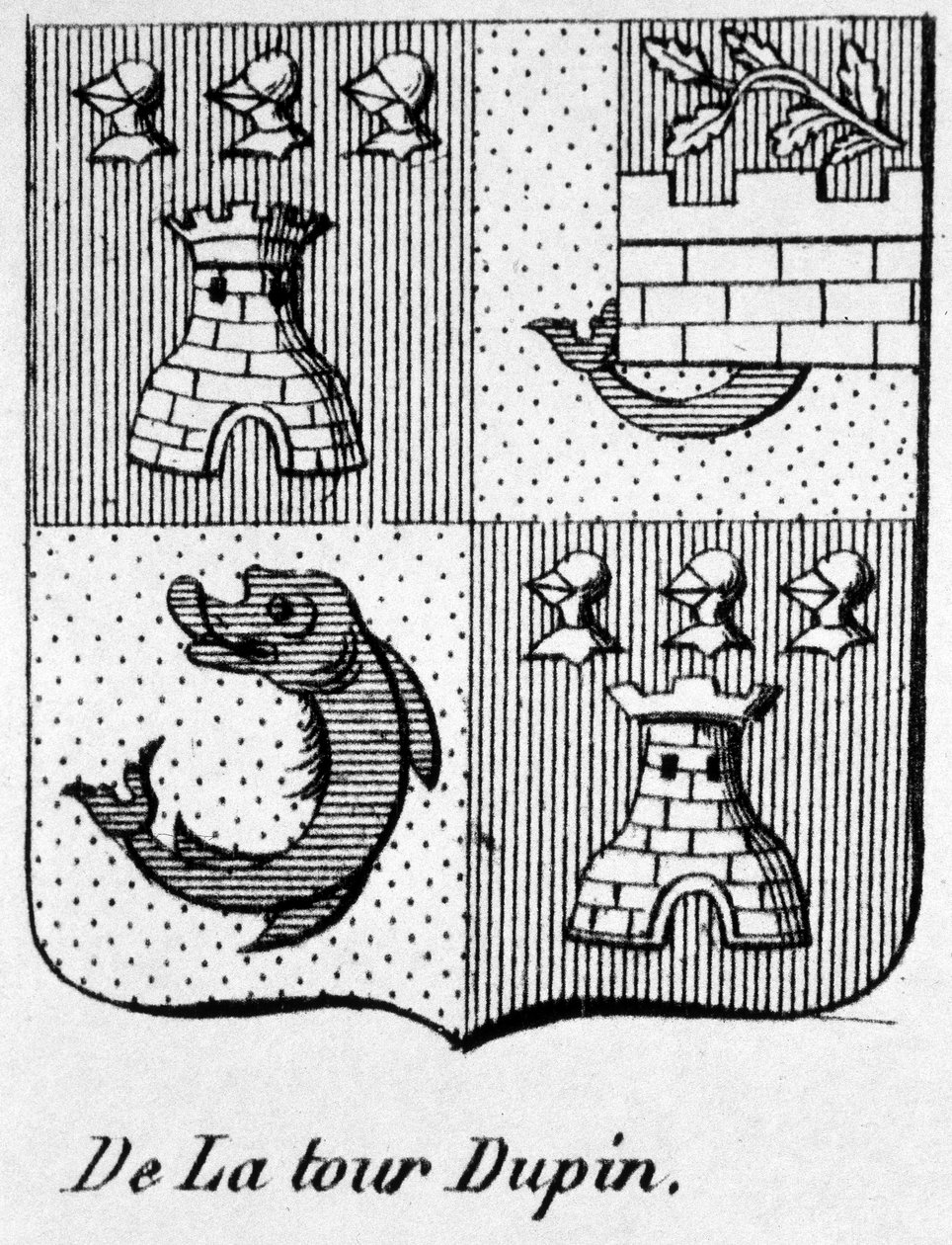 La Tour Dupins våbenskjold - i "" The General Armorial of the French Empire"" af Henry Simon af French School