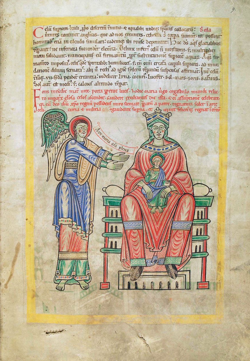 Torsk. Gulf. 1 Gud. lat. (9r), Madonna and Child, fra Liber Floridus af Lambert de Saint-Omer c.1120 af French School