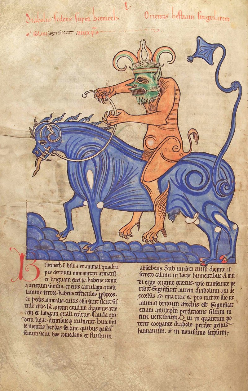 Torsk. Gulf. 1 Gud. lat. 41V, Satan rider på en Behemoth, fra Liber Floridus af Lambert de Saint-Omer c.1120 af French School