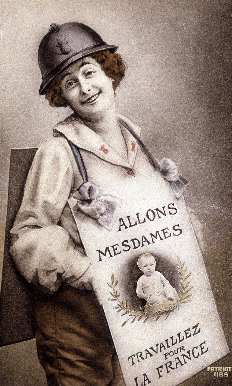 Come Ladies Work for France (tilskyndelse til fødsel), postkort, sd. v. 1918 af French School