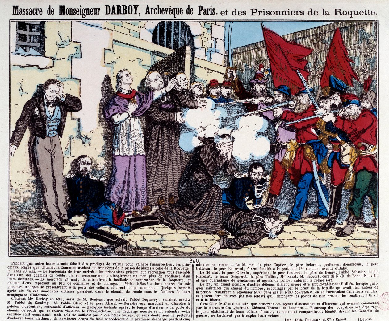 Kommune i Paris: Massakren af Monsignor Darboy (1813-1871), Archeveque of Paris og fangerne af Roquette den 24. maj af French School