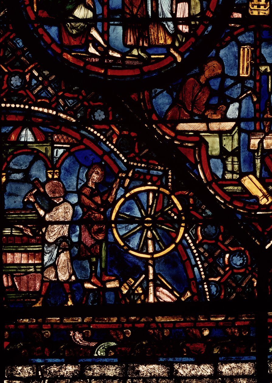 Bødkere på arbejde, detaljer fra Life of St. Julian the Hospitaller vinduet i det nordlige ambulatorium af French School