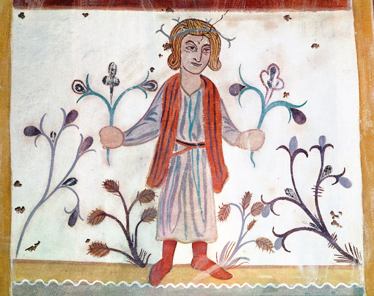 Kopi af en middelalderlig original, der forestiller april, fra Månedernes Besættelser, fra Chapelle de Pritz, Laval af French School
