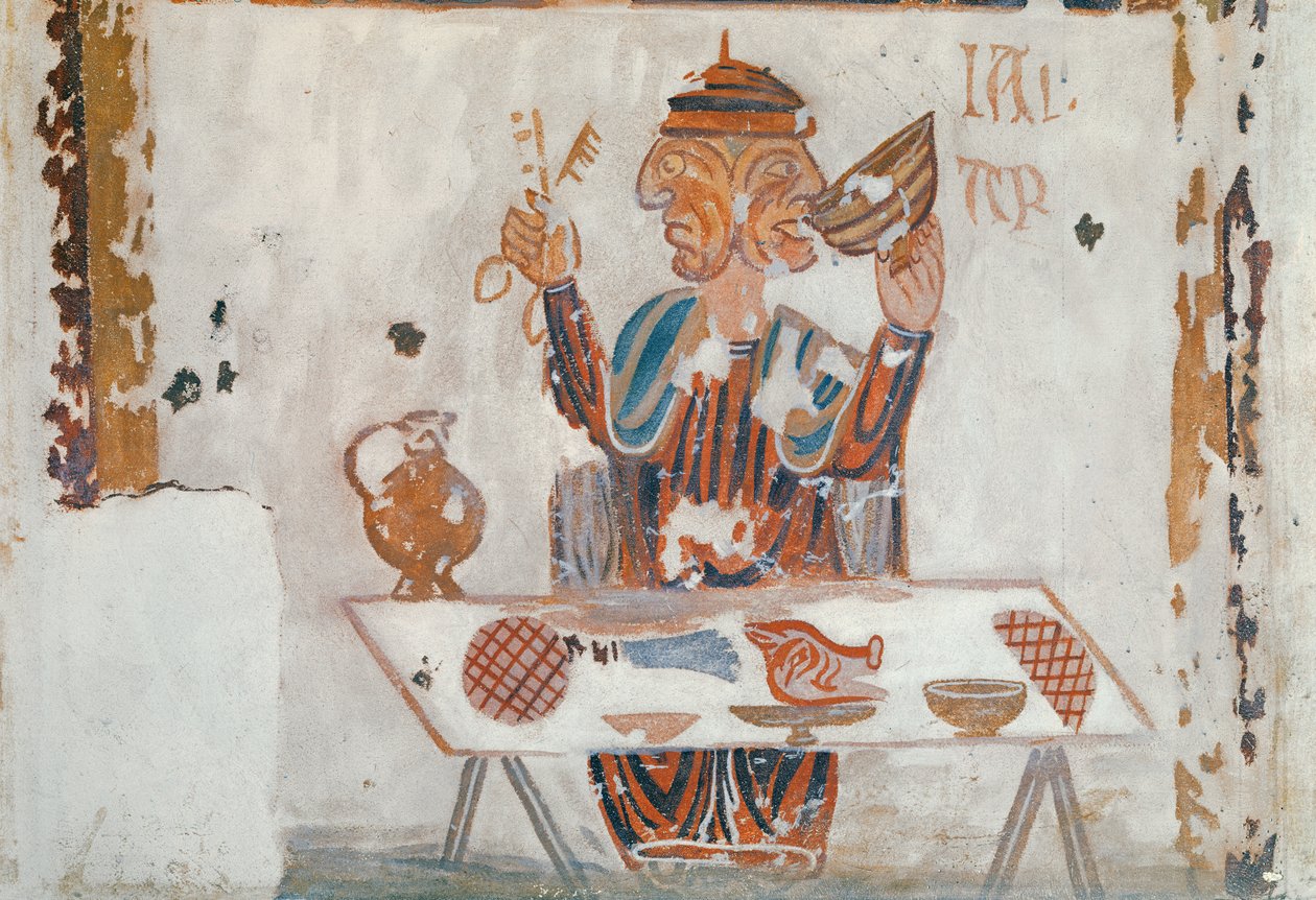 Kopi af en middelalderlig original, der forestiller januar, fra Månedernes Besættelser, fra Chapelle de Pritz, Laval af French School