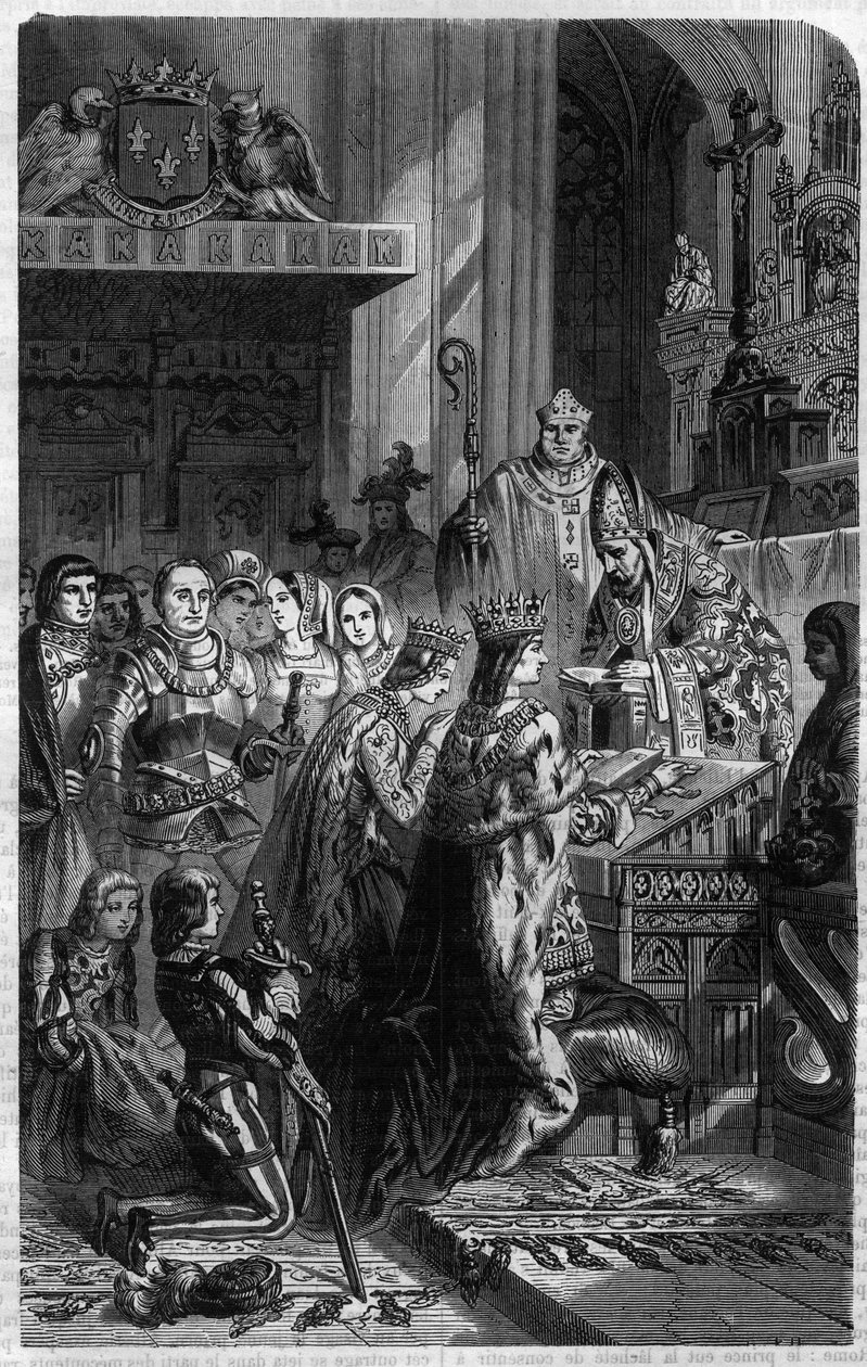 Kroning af kejser Otton I (912-973) af pave Johannes XII i 962 Indgravering i "Histoire des Papes-King-Queen-and-Empereurs a travers les centuries" af Maurice Lachatre af French School