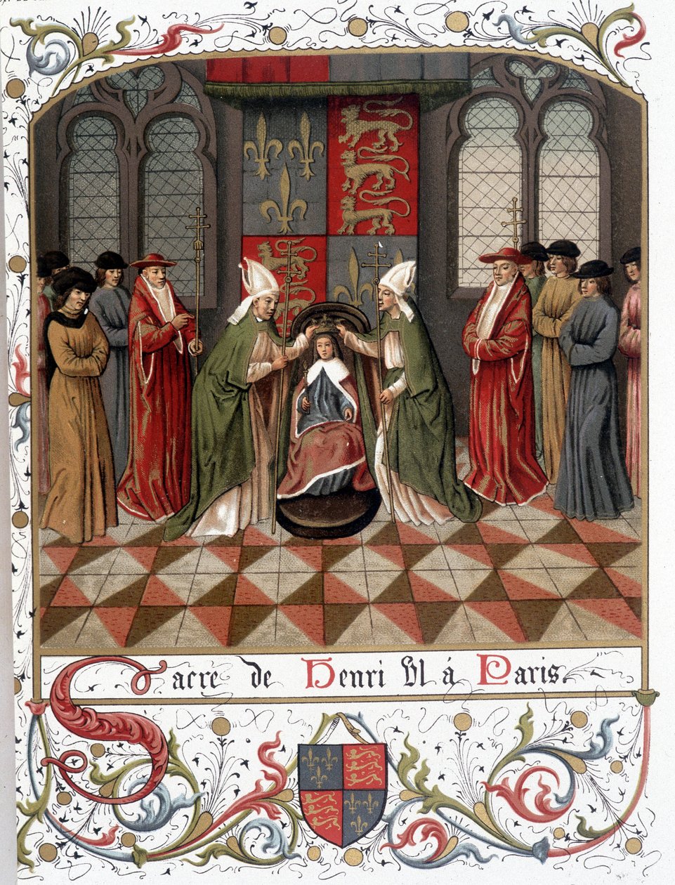 Kroning af Henrik VI i Paris i 1431 (vellum) af French School