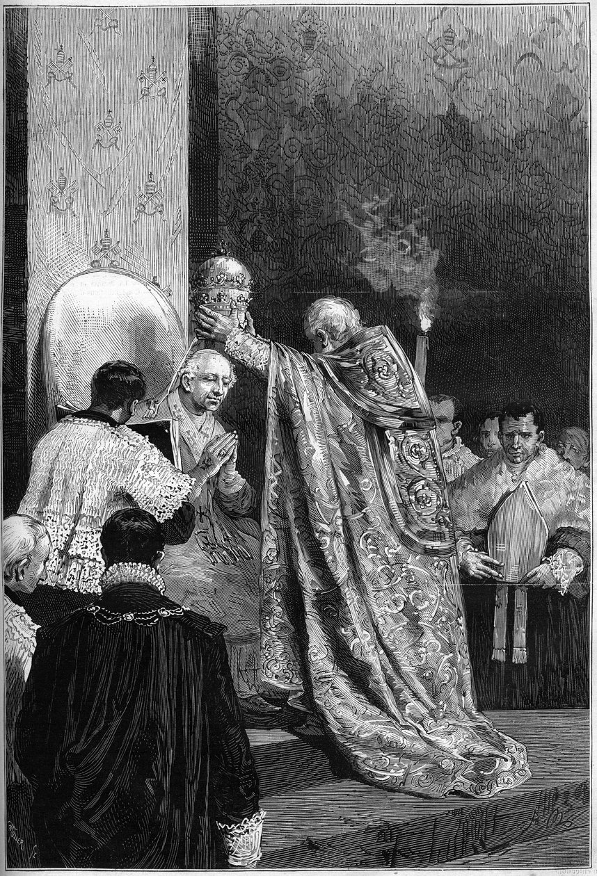 Kroningen af pave Leo XIII (Leone) (1810-1903) i Det Sixtinske Kapel af French School