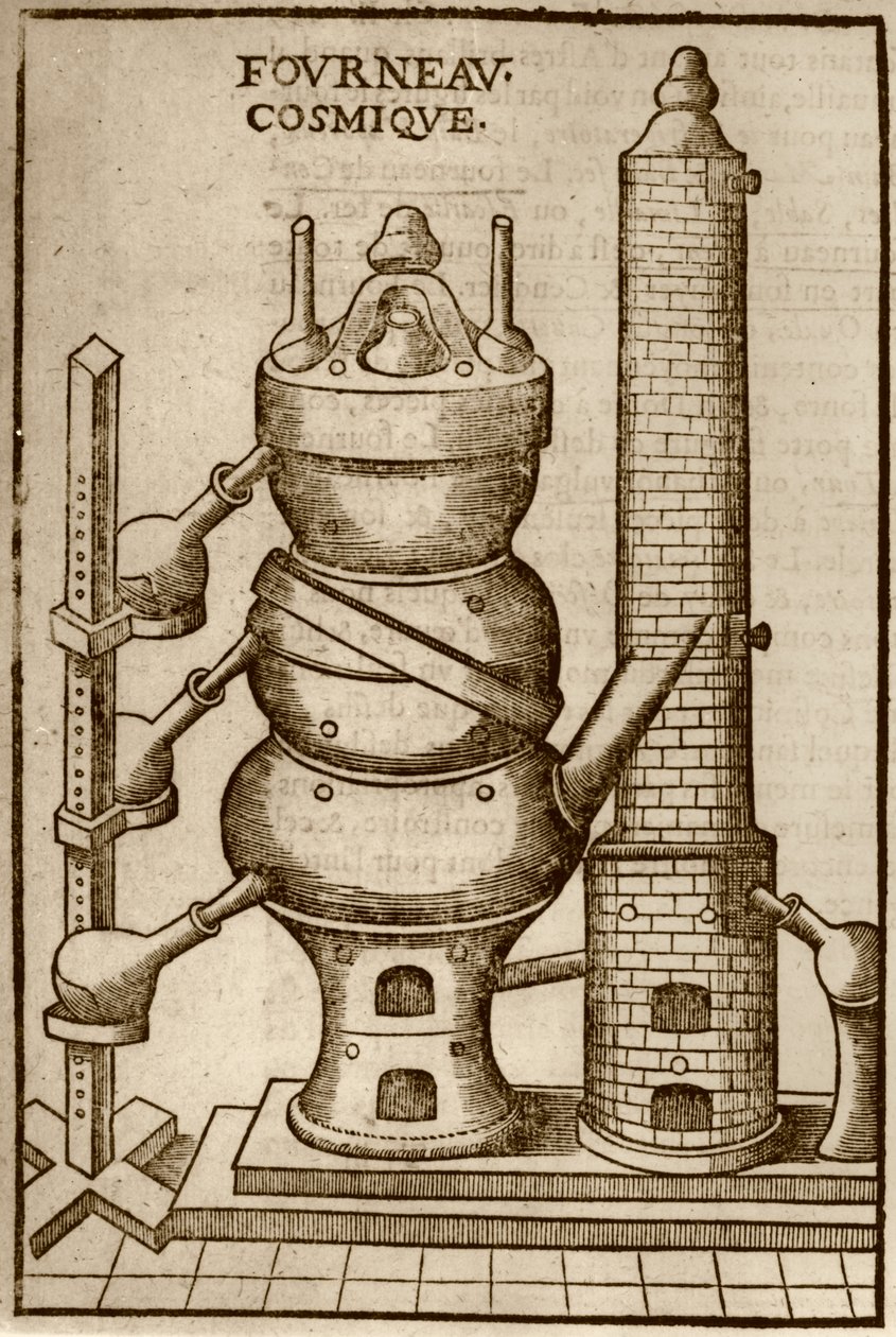 Cosmic Oven, fra La Theotechnie Ergocosmique af Annibal Barlet (1653) illustreret i en magisk historie udgivet i slutningen af det 19. århundrede af French School