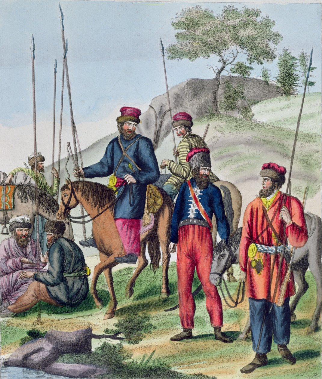 Kosakker i den russiske hær, ca. 1814 af French School