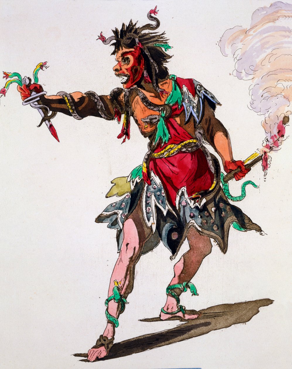 Costume Design for A Fury (håndfarvet gravering) af French School