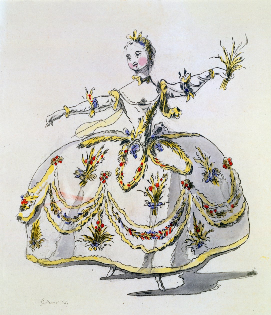 Kostumedesign til Ceres, faksimile lavet af A. Guillaumot Fils (håndfarvet gravering) af French School