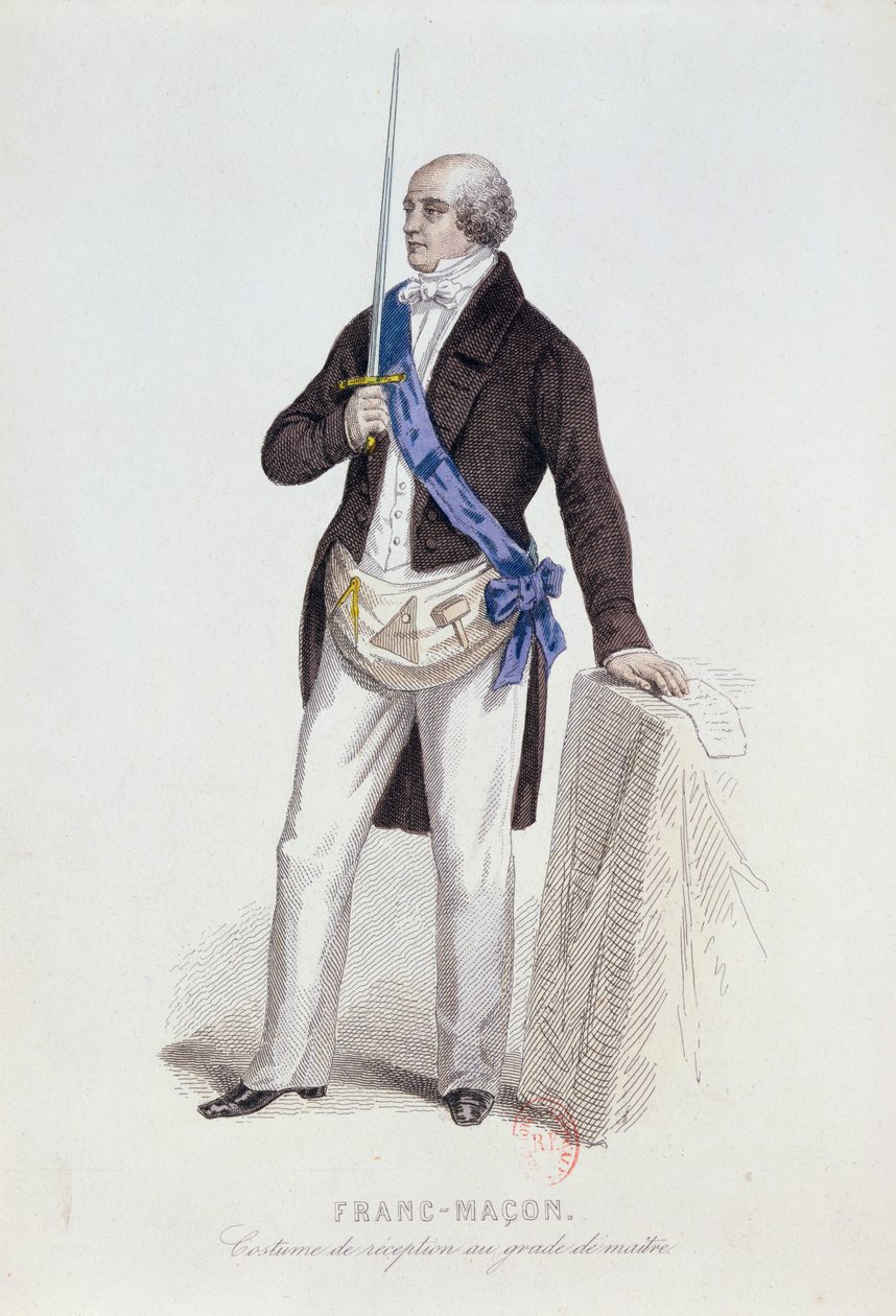 Kostume af en frimurer for hans modtagelse i mastergraden, c.1848 af French School