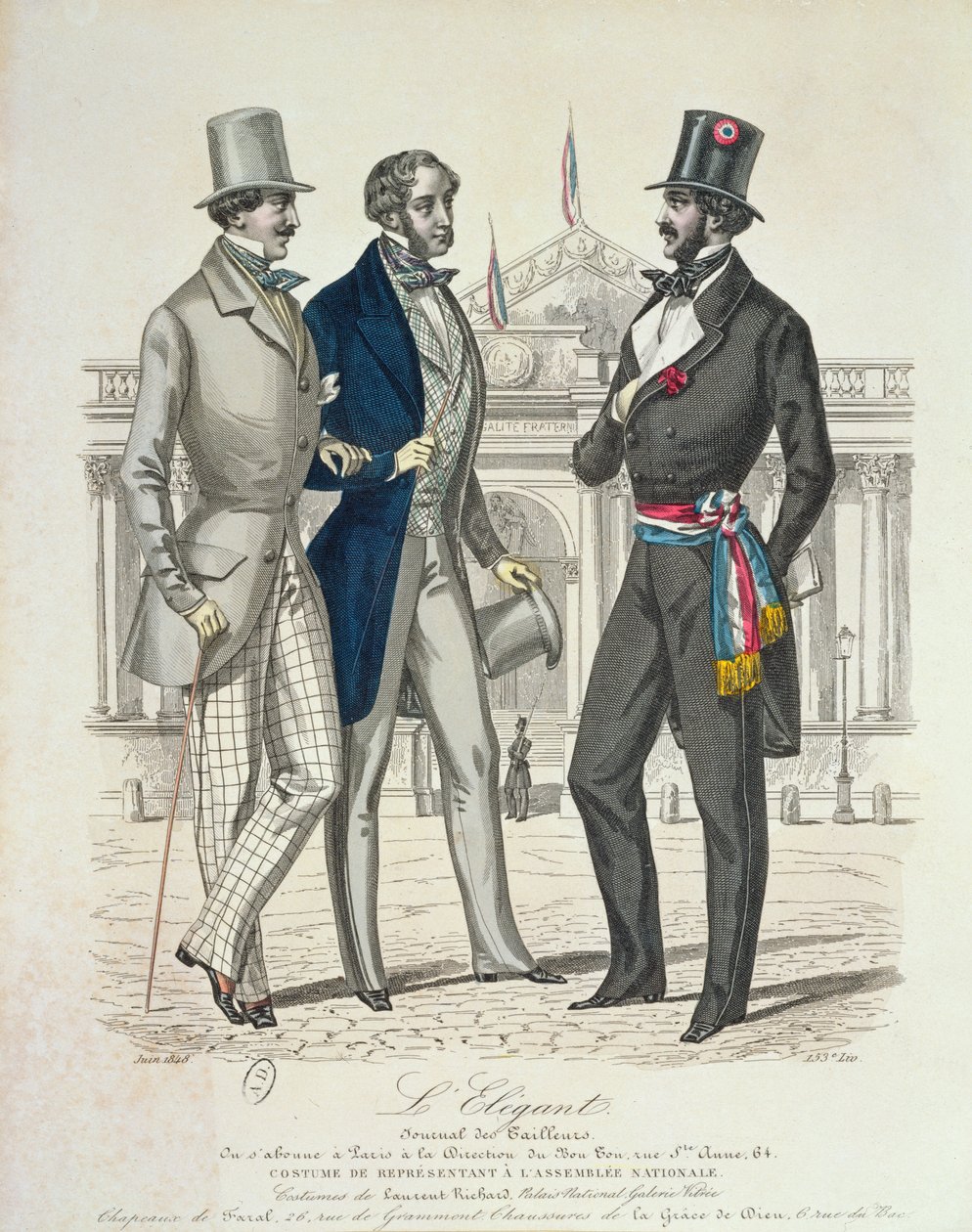 Deputéens kostume med den gamle nationalforsamling i baggrunden, 1848 af French School