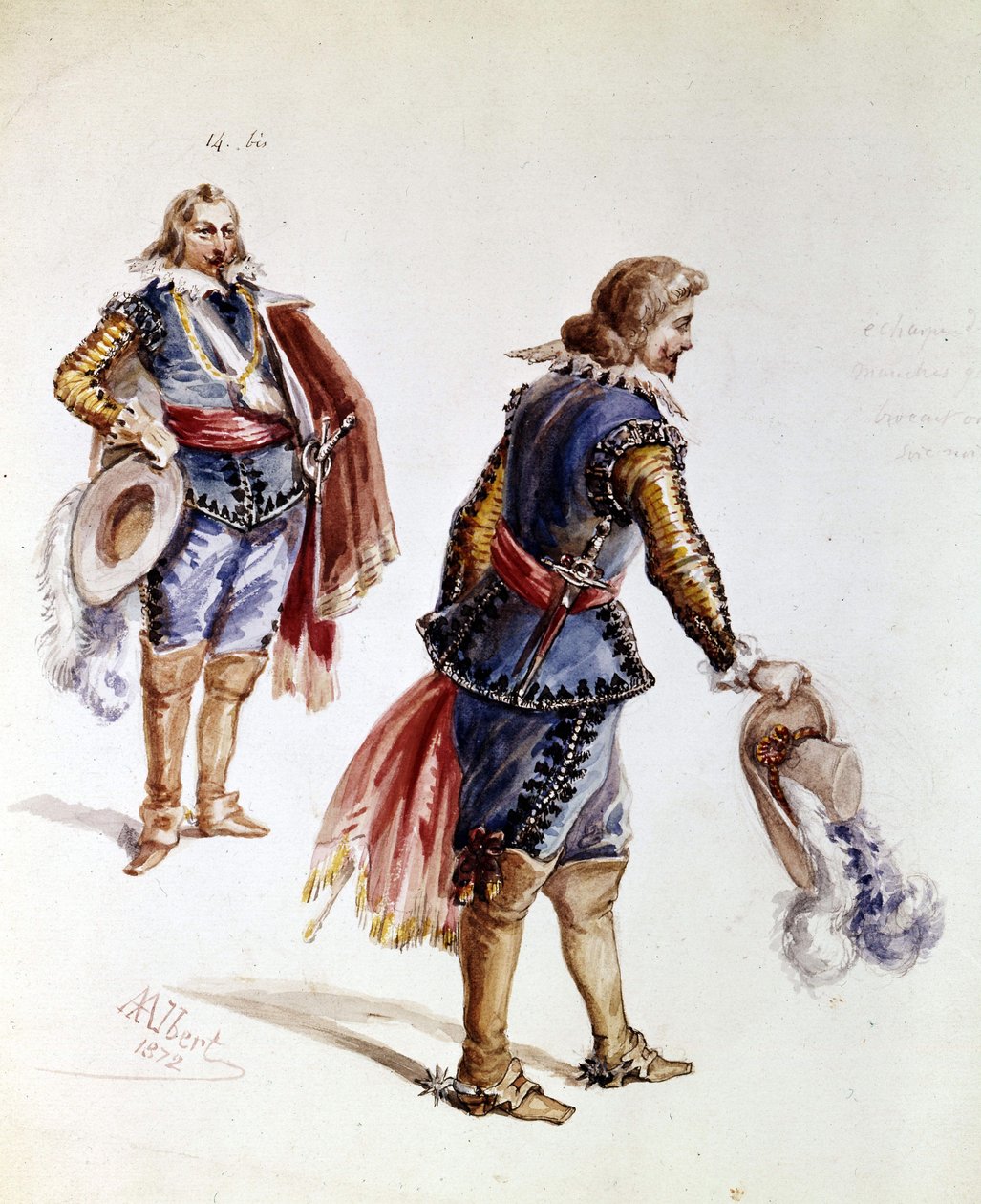 Kostumer til Victor Hugos Ruy Blas. Tegning af Albert fra 1872. Maison Victor Hugo, Paris. af French School