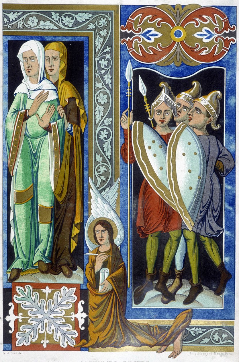 Kostumer fra det 9. århundrede, illustration fra "Frankrig i det 9. århundrede". af French School