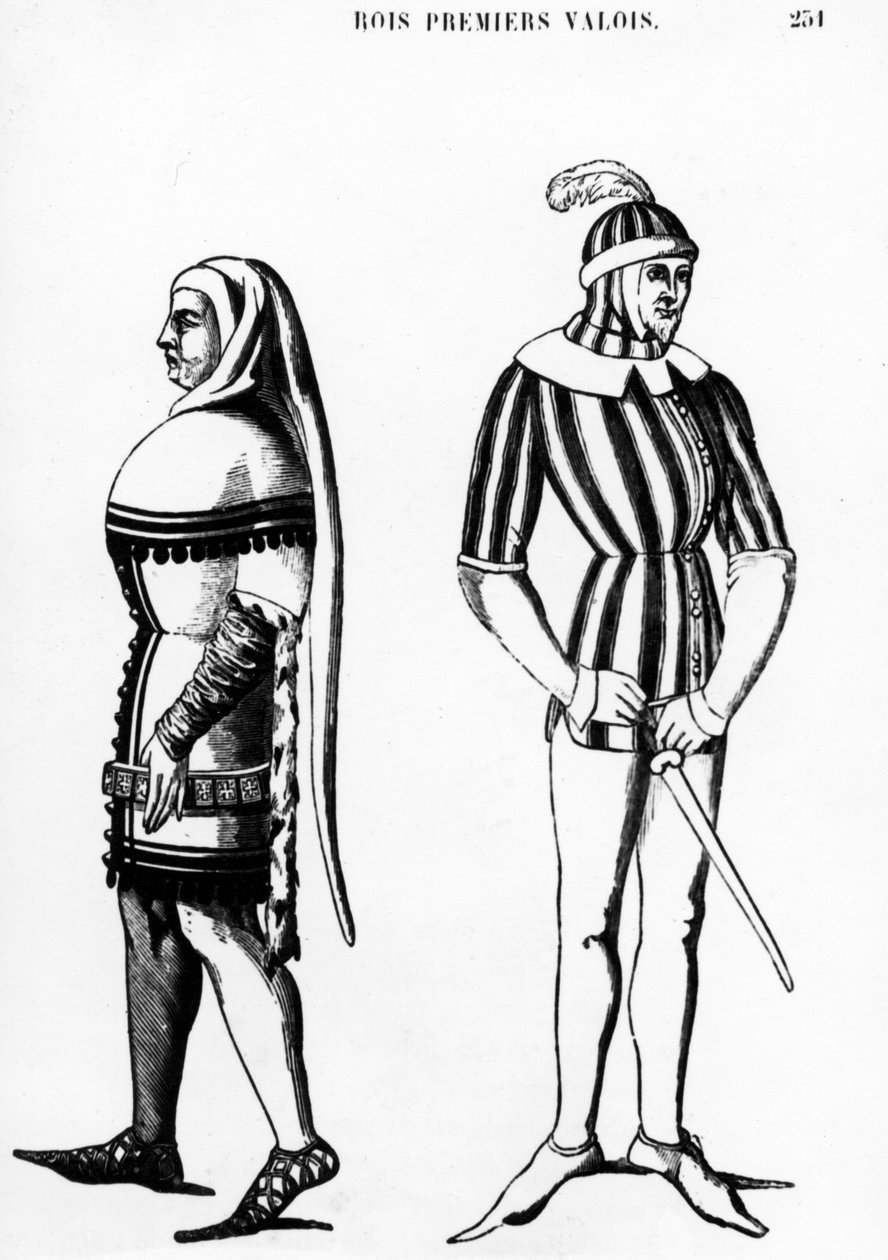 Kostumer af de første konger af Valois, 1877 af French School