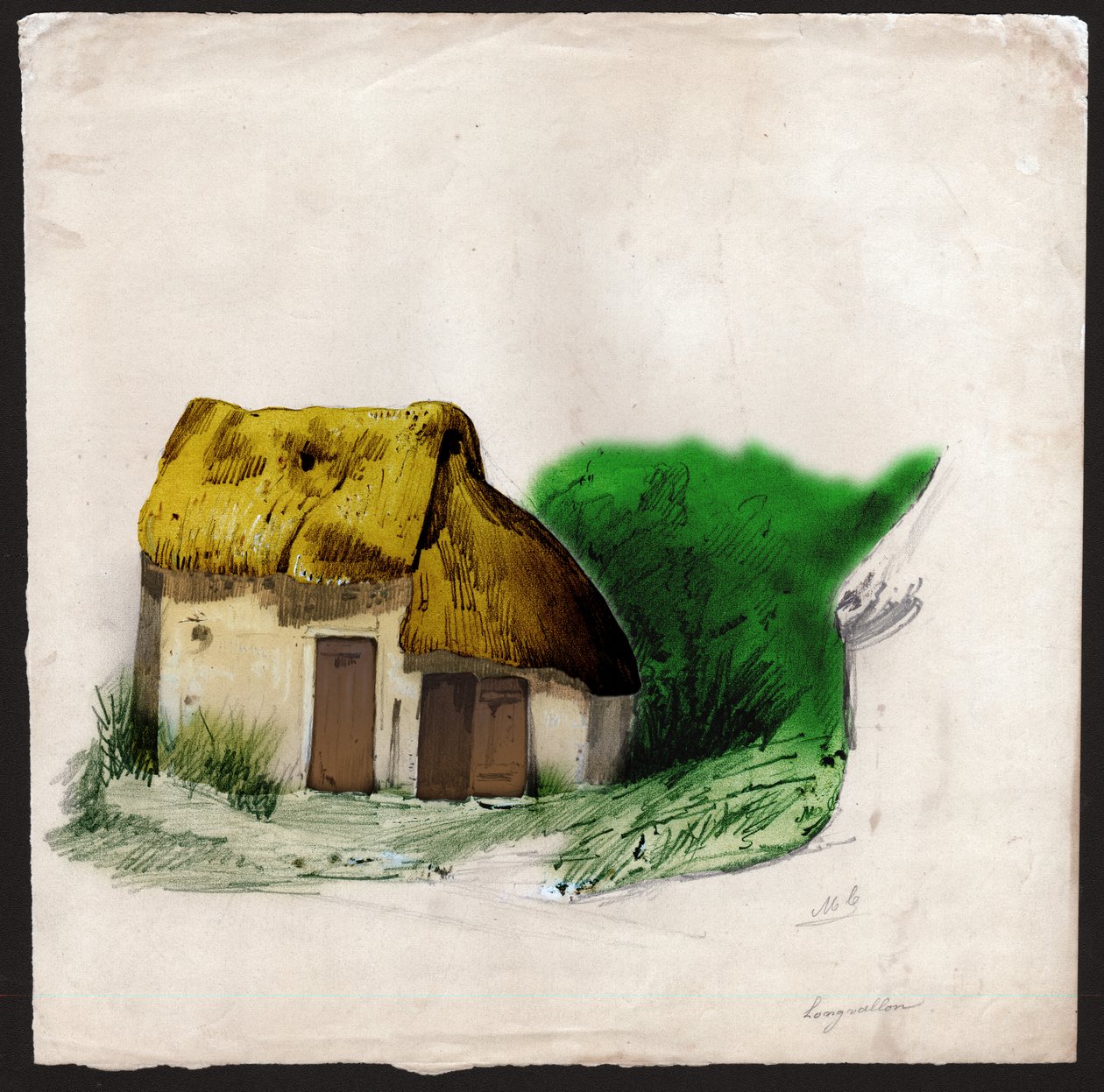 Sommerhus i Frankrig. (Tegning, ca. 1830) af French School