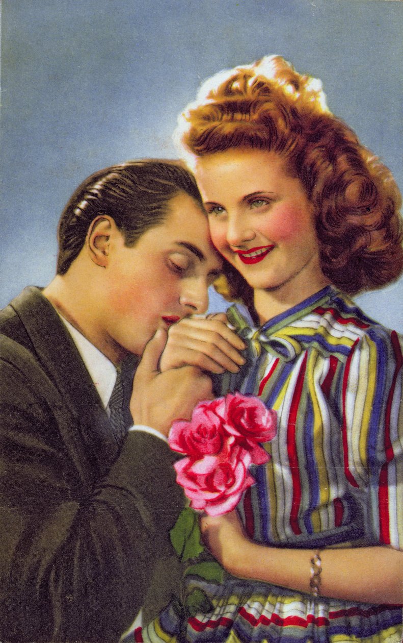 Par med roser, ca. 1930 af French School
