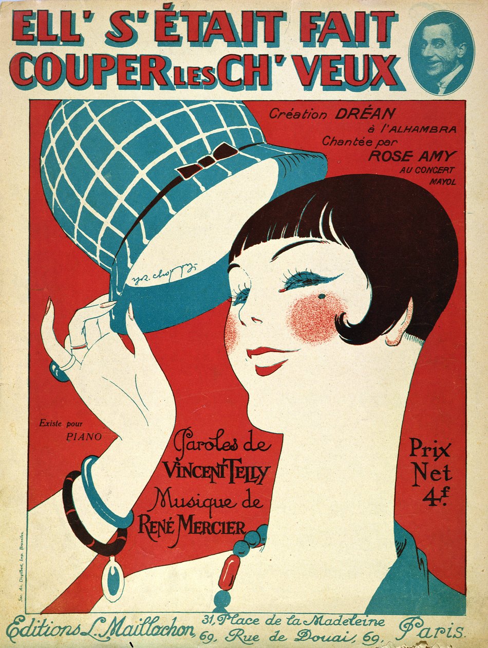 Cover for nodemusikken, Hun fik sit hår klippet, 1924 af French School