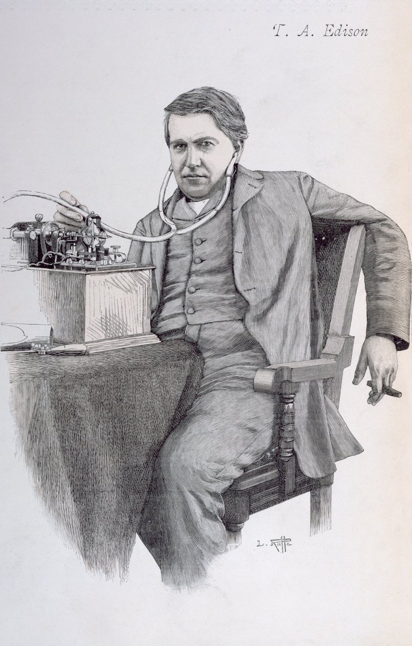 Forsideillustration af La Revue Illustree forestillende Thomas Alva Edison, 1889 af French School