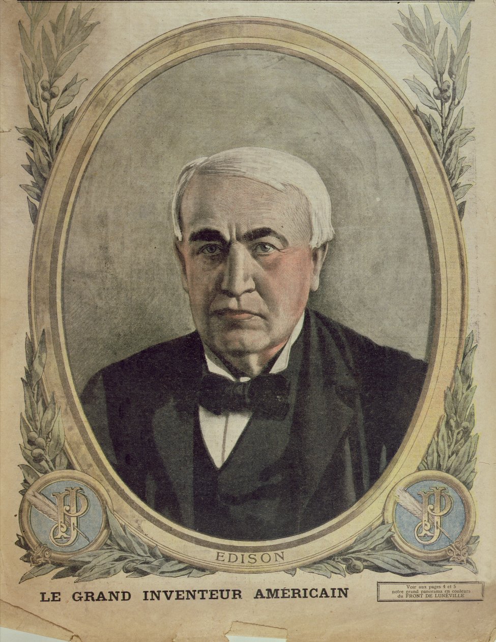 Forsideillustration af Le Petit Journal forestillende Thomas Alva Edison, 1917 af French School