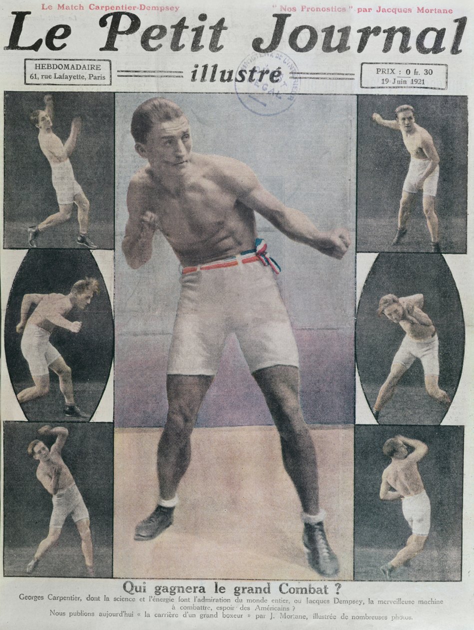 Forside af Le Petit Journal med kampen mellem Carpentier og Dempsey, 1921 af French School