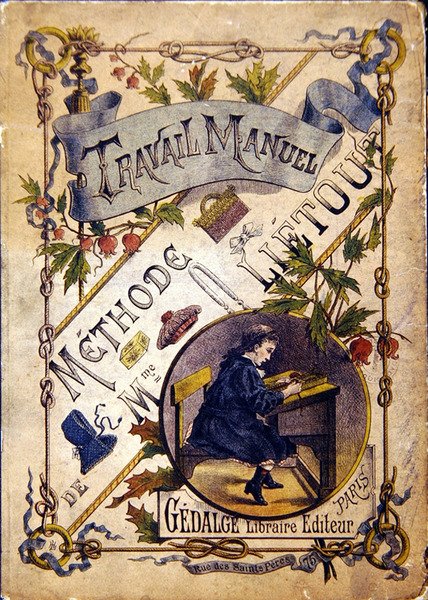 Omslag til skolebog, slutningen af det nittende århundrede (farve litho) af French School