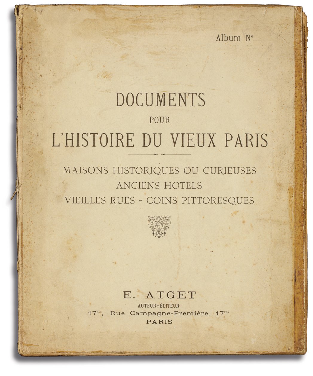 Cover til albummet "Documents for the History of Old Paris" af Eugene Atget, ca. 1910 af French School