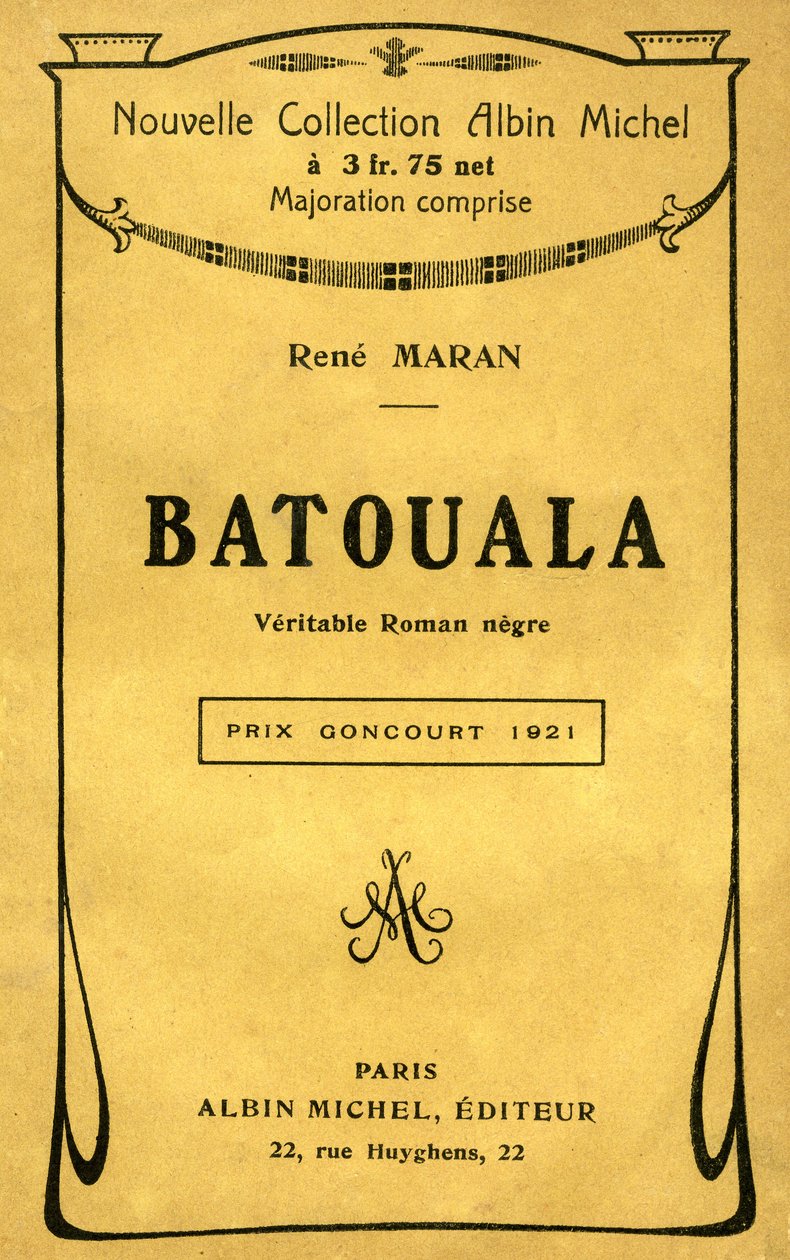Omslag til bogen "Batouala, veritable novel negre" af Rene Maran af French School