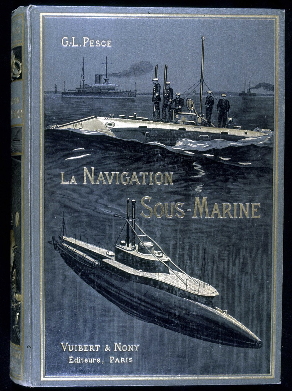 Omslag til bogen "" La navigation sous-marine"", af Pesce, red. Vuibert af French School