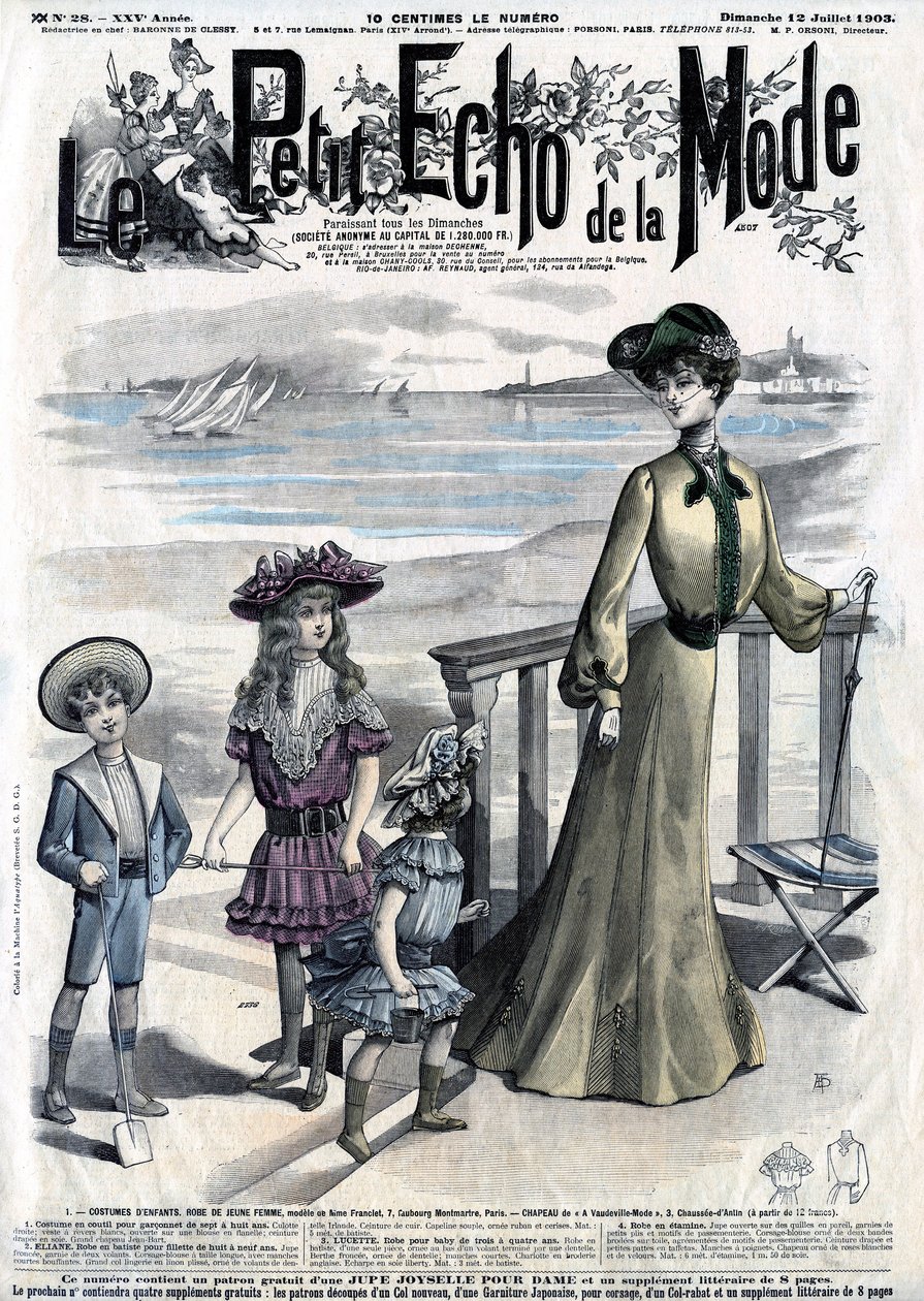 Forside af det feminine magasin (ugeavisen) Le Petit Echo de la Mode, nr. 28 af 12. juli af French School