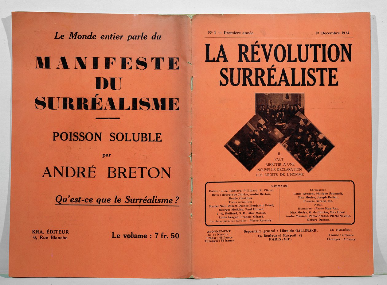 Forside af det første nummer af magasinet La Revolution Surrealiste, 1. december 1924 af French School