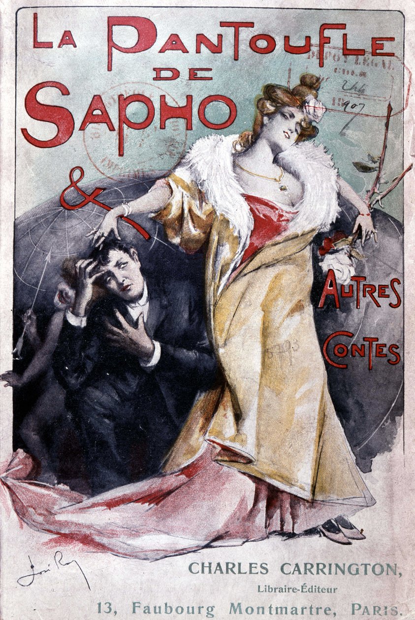 Omslag til den populære roman "" Saphos tøffel og andre fortællinger"", red. Carrington, Paris, slutningen af det 19. århundrede - B.N. af French School