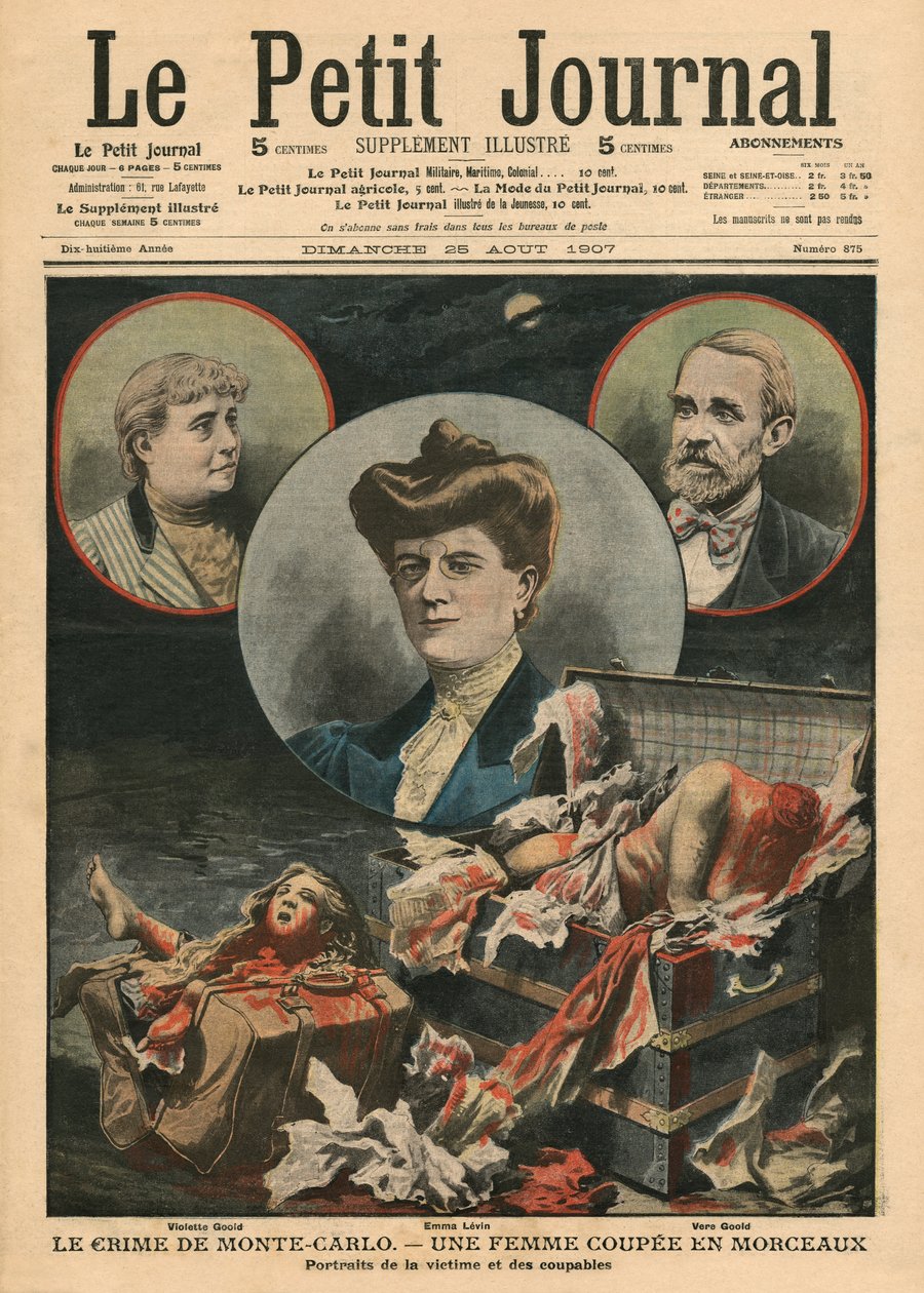 Crime of Monte Carlo, en kvinde skåret i stykker, illustration fra 
