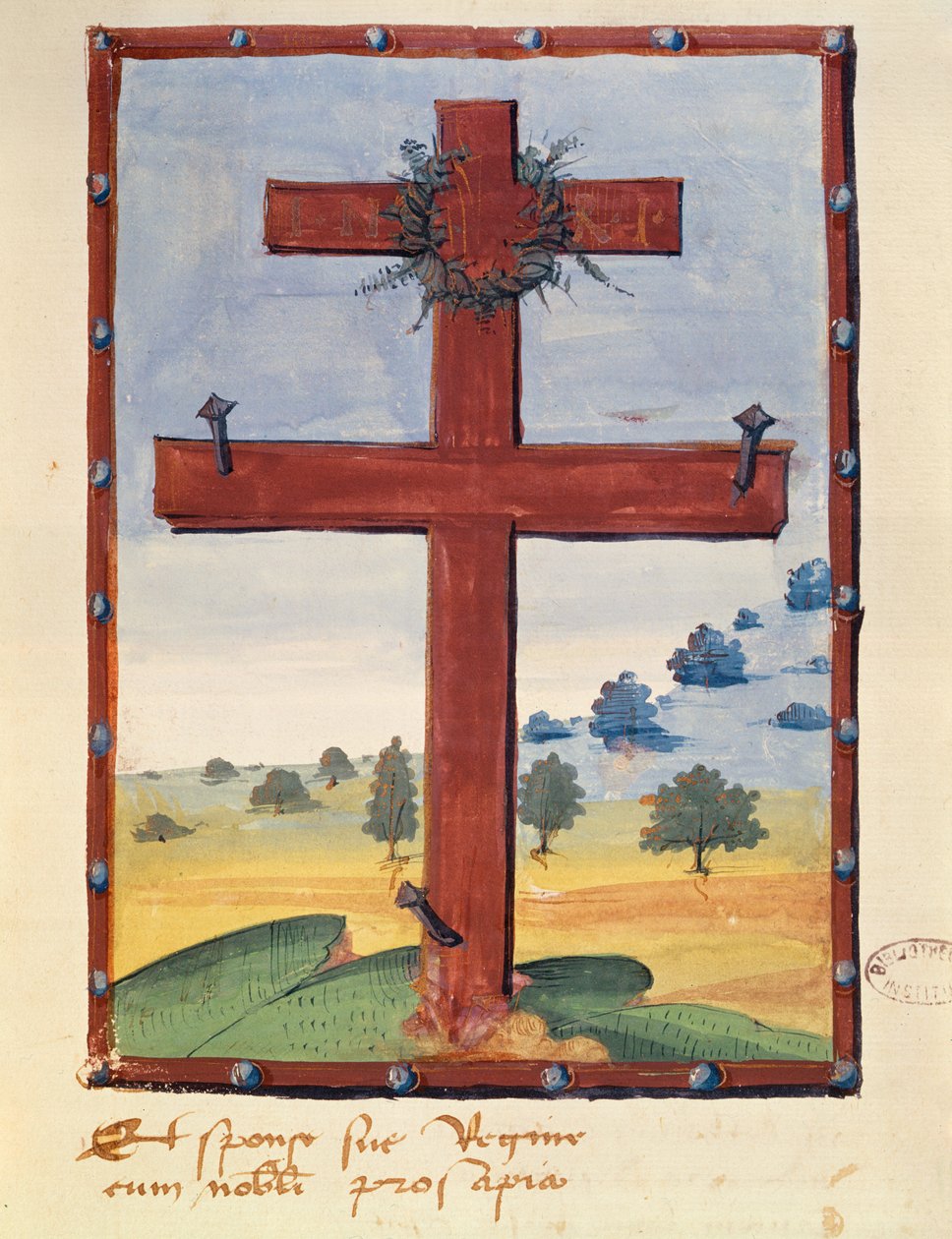 Korset af Lorraine, miniature fra et manuskript vedrørende Rene II (1451-1508) hertug af Lorraine af French School