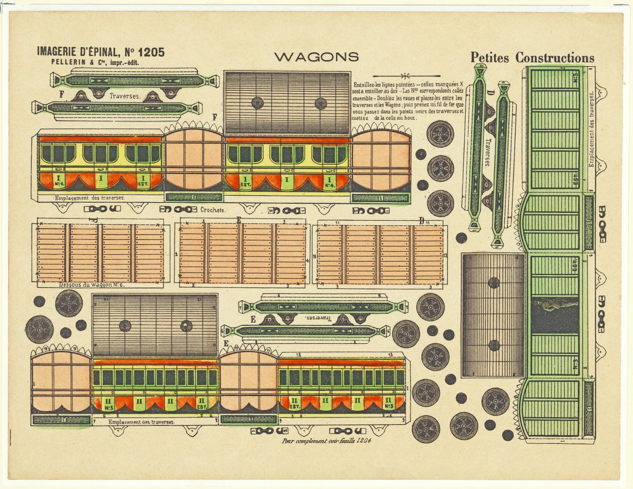 Udskårne designs til vogne, ca. 1880 (farve litho) af French School