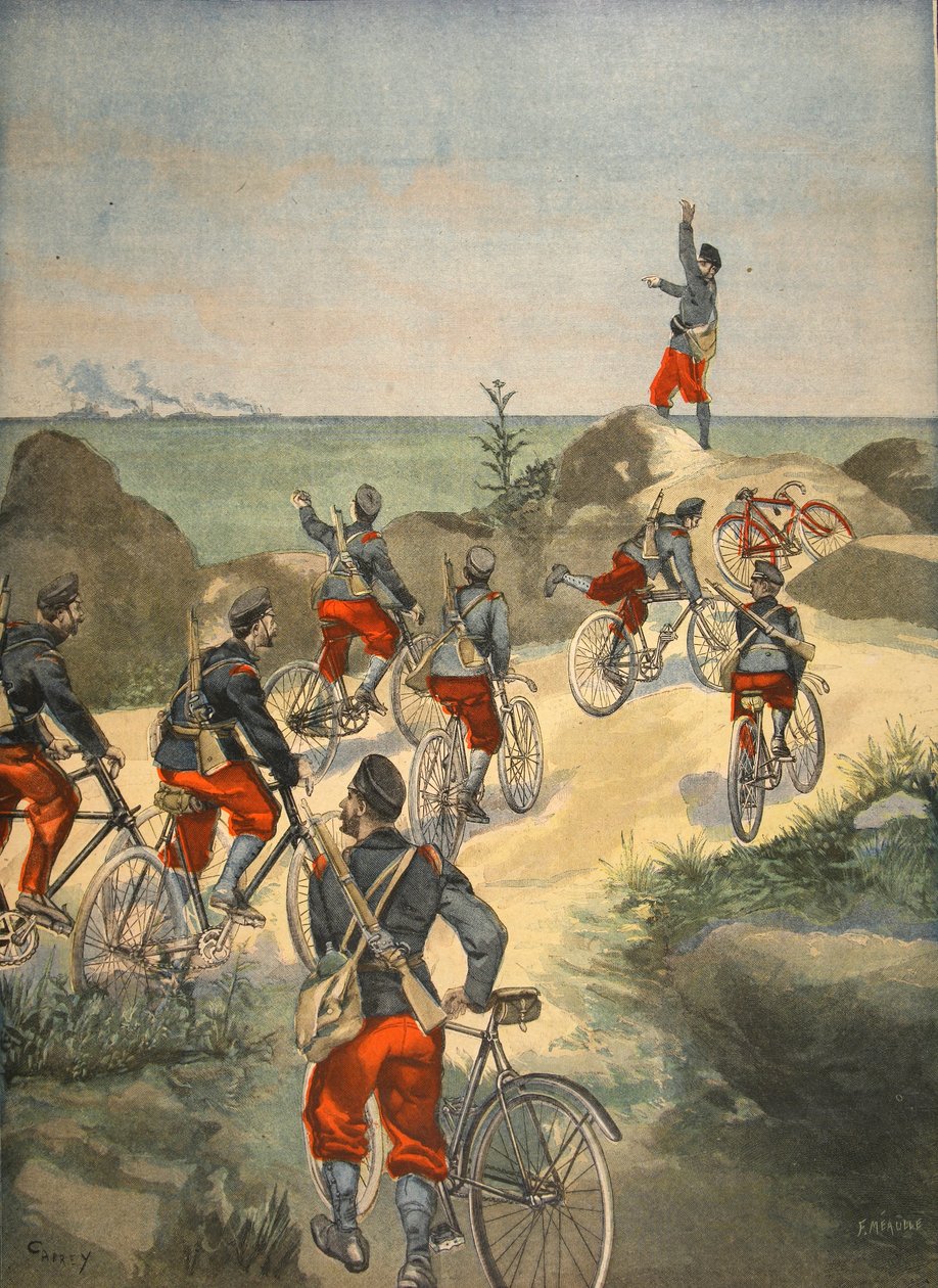 Cykeltjeneste langs Cubas kyst, illustration fra Le Petit Journal: Supplement illustre, 1898 af French School