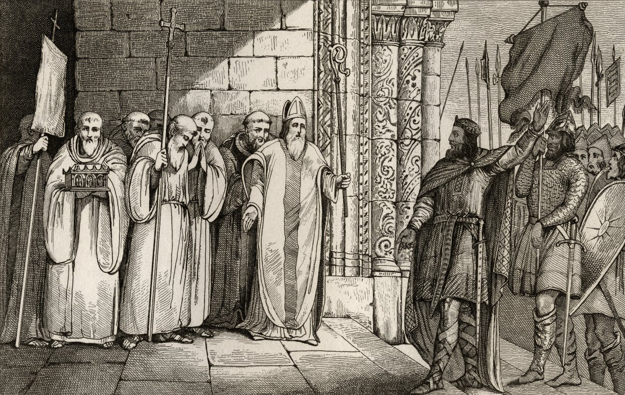 Dagobert (603-39) Tager banneret ned ved St. Denis, fra 