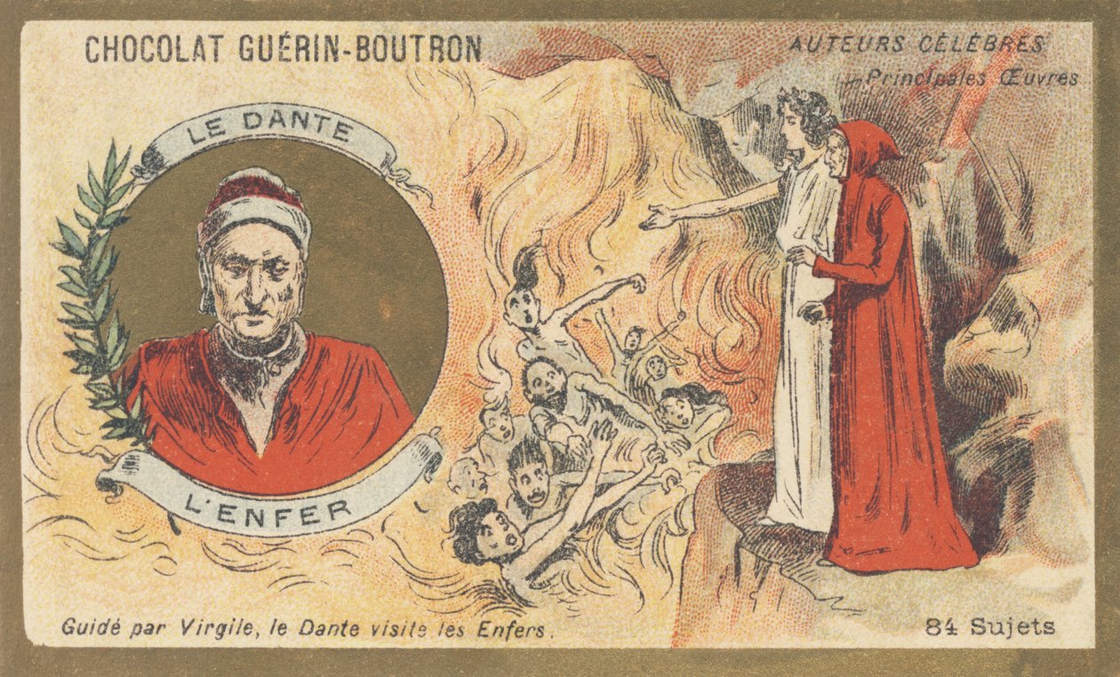 Dante Alighieri, kendt som "Dante" (1265-1321), florentinsk digter, forfatter, tænker og politiker, forfatter til "Helvede" af French School