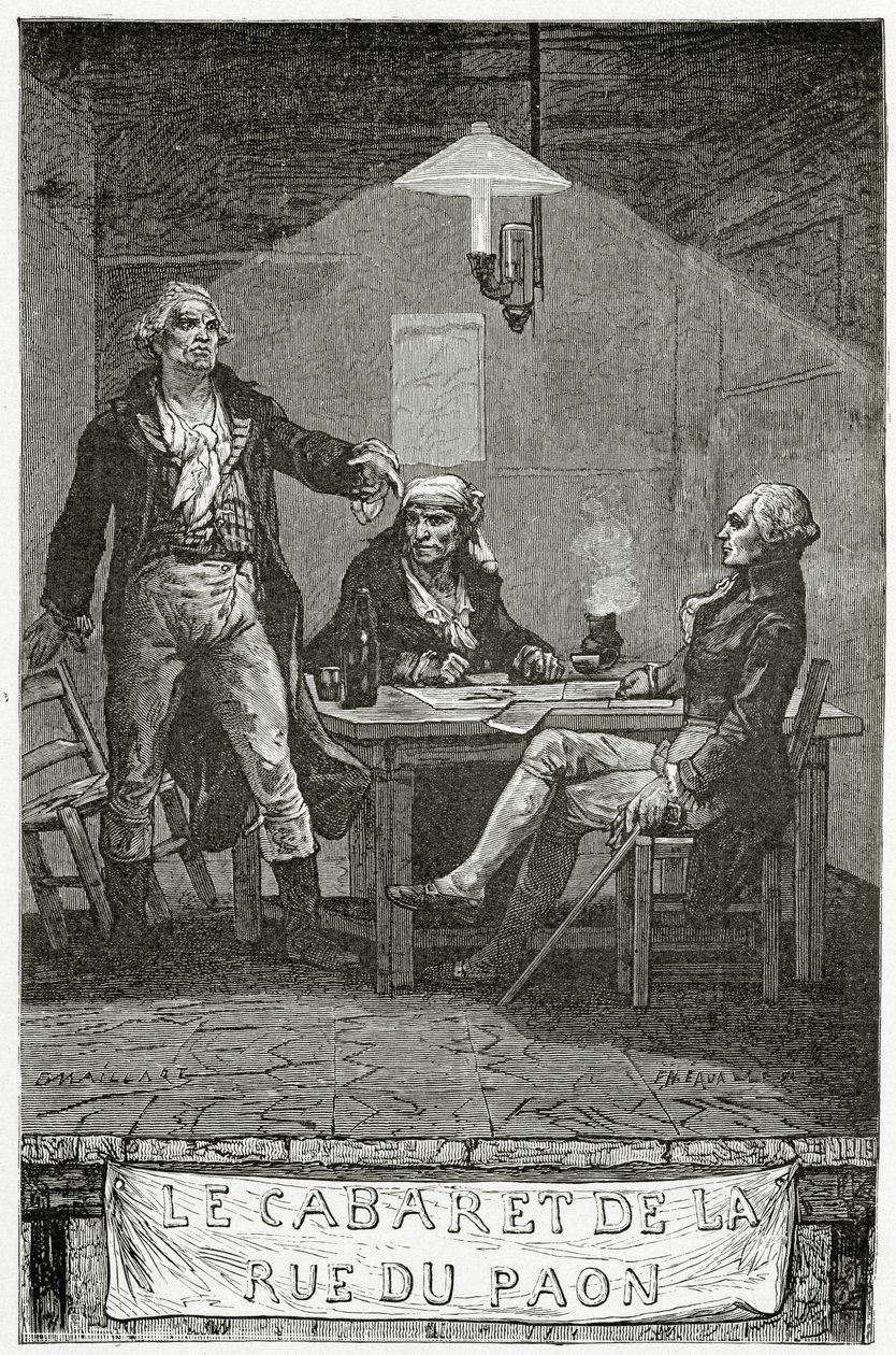 Danton, Marat, Robespierre - illustration fra Quatre Vingt Treize, 1800-tallet (bw-gravering) af French School