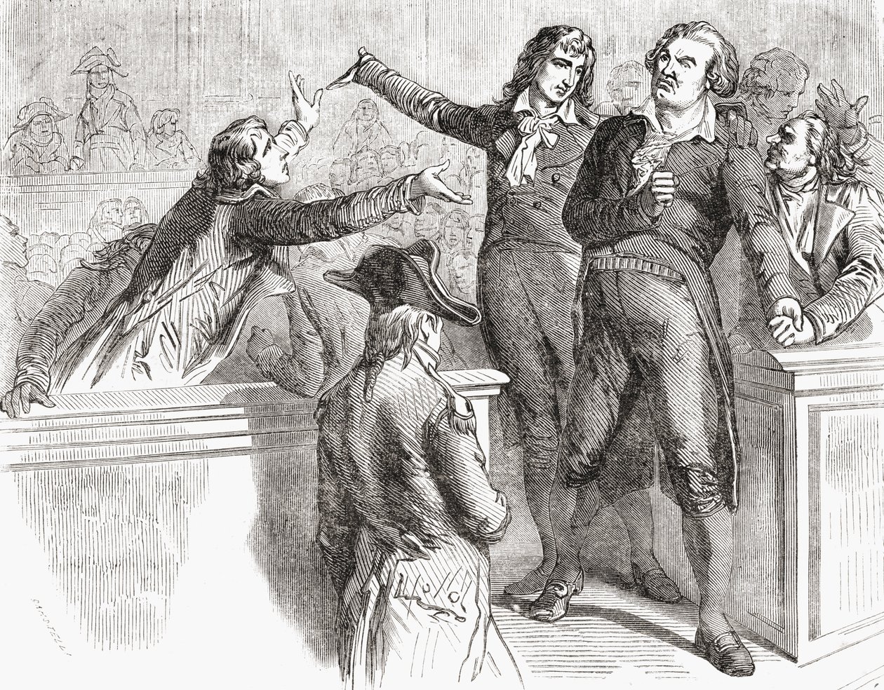 Danton og Desmoulins forsvarer sig over for konventet den 30. marts 1794 fra 