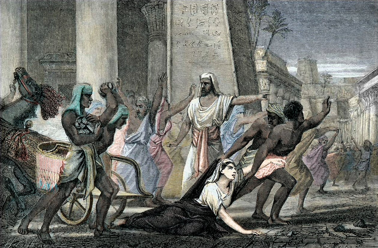 Hypatias død myrdet af tilhængere af Cyril, patriark af Alexandria, slutningen af det 19. århundrede (gravering) af French School