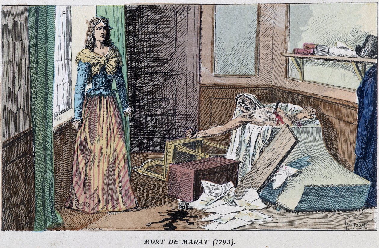 Marats død i 1793 af French School